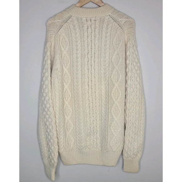 Vintage Alan Paine High Crew Neck Wool Fishermans Sweater Made in Hong Kong 44 - Picture 4 of 5